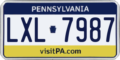 PA license plate LXL7987