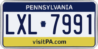 PA license plate LXL7991