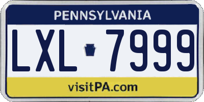 PA license plate LXL7999