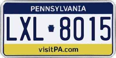 PA license plate LXL8015