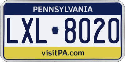 PA license plate LXL8020