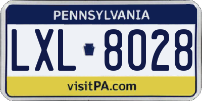 PA license plate LXL8028