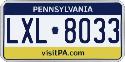PA license plate LXL8033