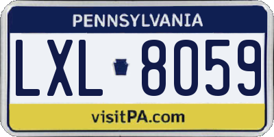 PA license plate LXL8059