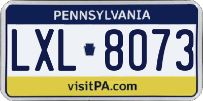 PA license plate LXL8073