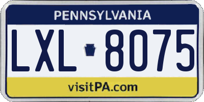 PA license plate LXL8075