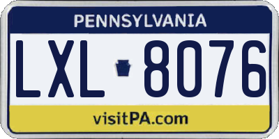 PA license plate LXL8076