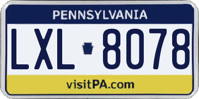 PA license plate LXL8078