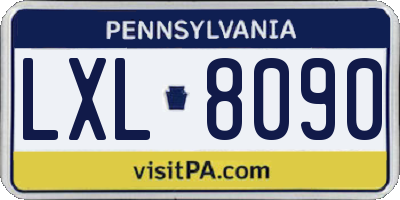 PA license plate LXL8090