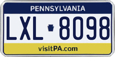 PA license plate LXL8098