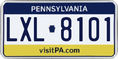 PA license plate LXL8101