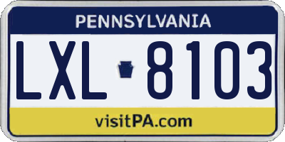 PA license plate LXL8103