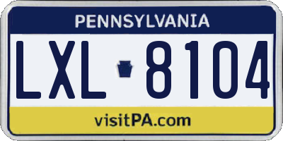 PA license plate LXL8104