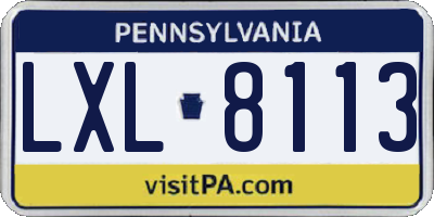 PA license plate LXL8113