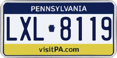 PA license plate LXL8119