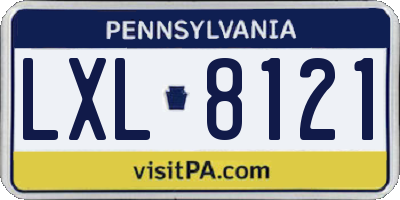 PA license plate LXL8121