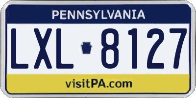 PA license plate LXL8127