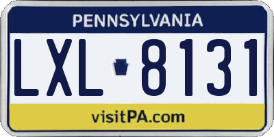 PA license plate LXL8131