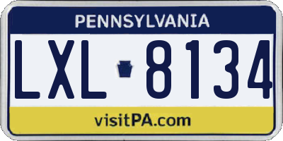 PA license plate LXL8134