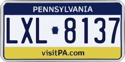 PA license plate LXL8137