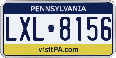 PA license plate LXL8156