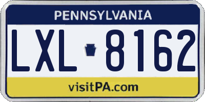 PA license plate LXL8162