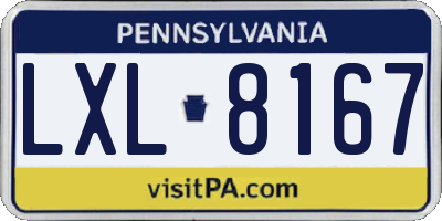 PA license plate LXL8167