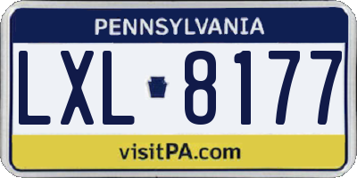 PA license plate LXL8177