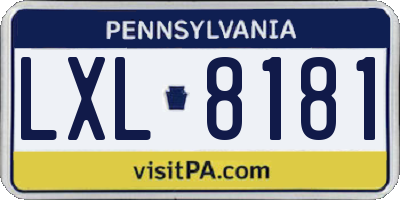 PA license plate LXL8181