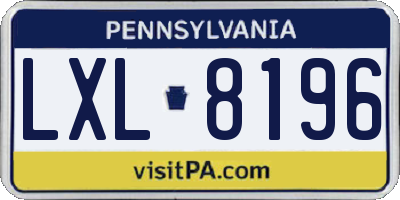 PA license plate LXL8196
