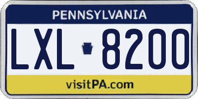 PA license plate LXL8200