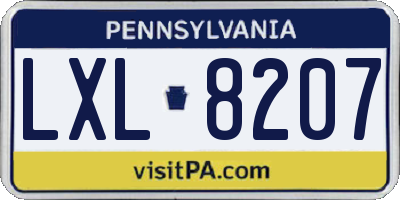 PA license plate LXL8207