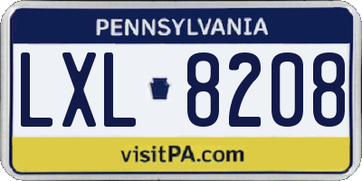 PA license plate LXL8208