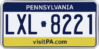 PA license plate LXL8221