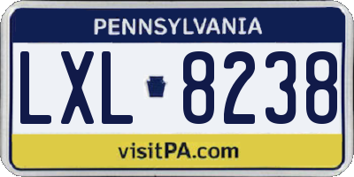 PA license plate LXL8238