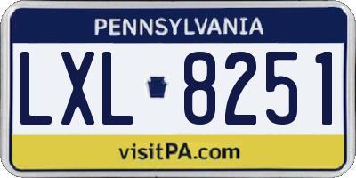 PA license plate LXL8251
