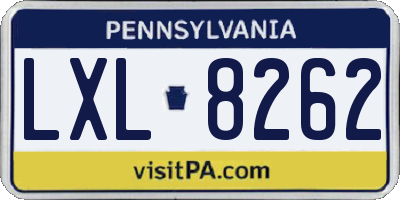 PA license plate LXL8262