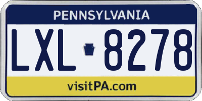 PA license plate LXL8278