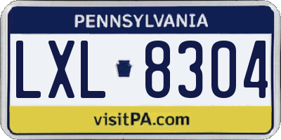 PA license plate LXL8304