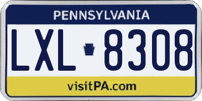 PA license plate LXL8308