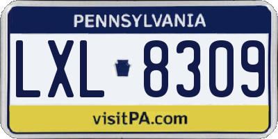 PA license plate LXL8309