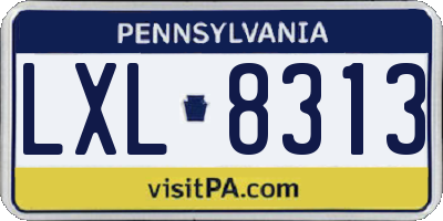 PA license plate LXL8313