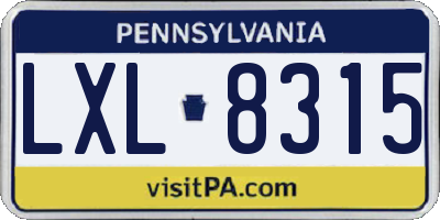 PA license plate LXL8315