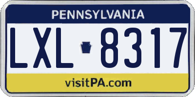 PA license plate LXL8317