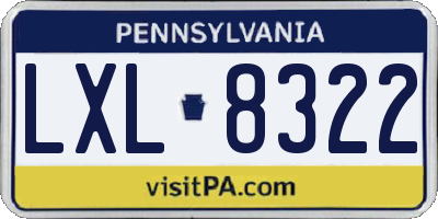 PA license plate LXL8322