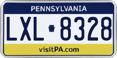 PA license plate LXL8328