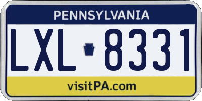 PA license plate LXL8331