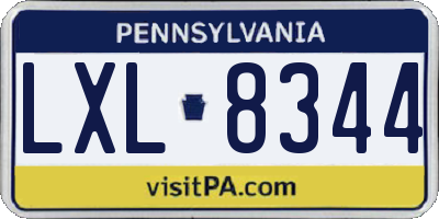 PA license plate LXL8344