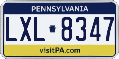 PA license plate LXL8347