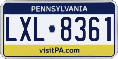 PA license plate LXL8361